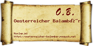 Oesterreicher Balambér névjegykártya